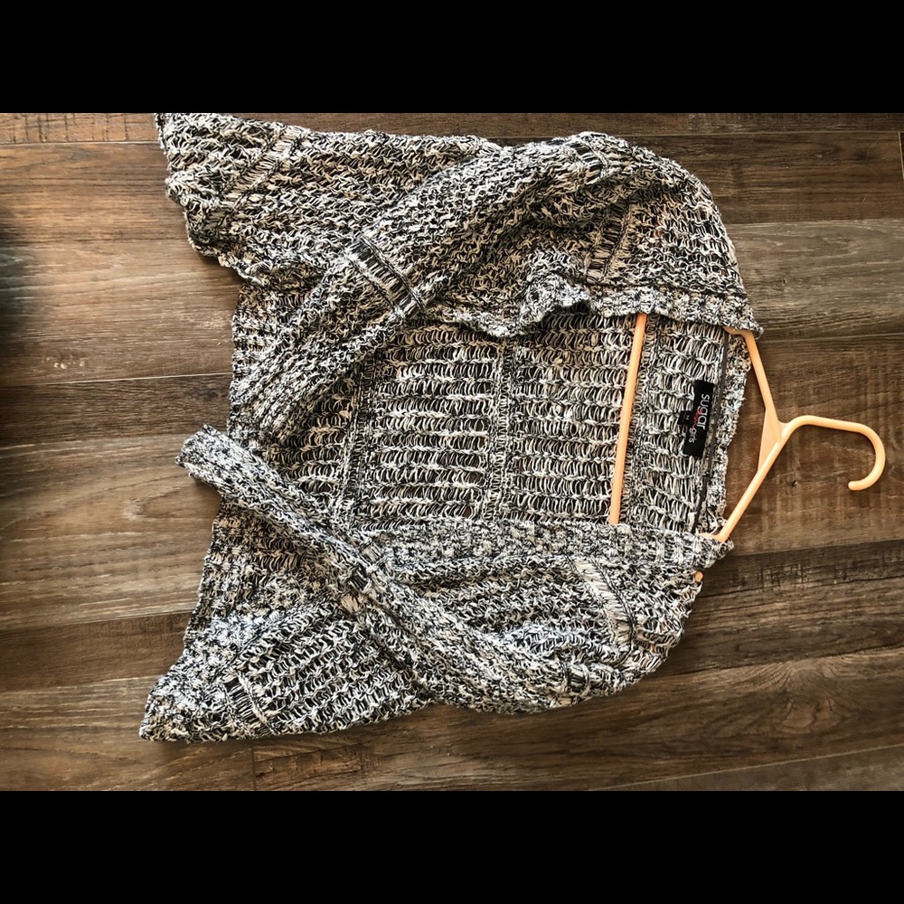 black and white croshade cardigan